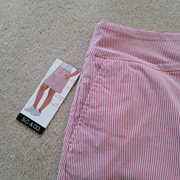 ❤️ S.C.& Co. Pull On Skort Pink White Striped Stretch Skirt Women's  NWT - Picture 5 of 11